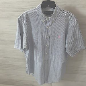 RALPH LAUREN Classic Fit Short Sleeve Seersucker Button Down Shirt Size Large